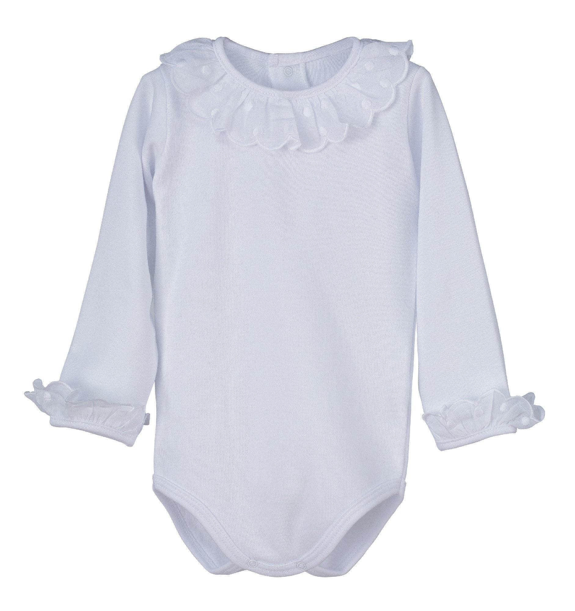 Body manga larga cuello y mangas volante bordados