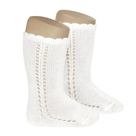 Calcetines altos de perlé con calado lateral CÓNDOR