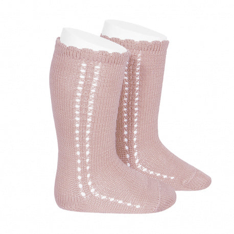 Calcetines altos de perlé con calado lateral CÓNDOR