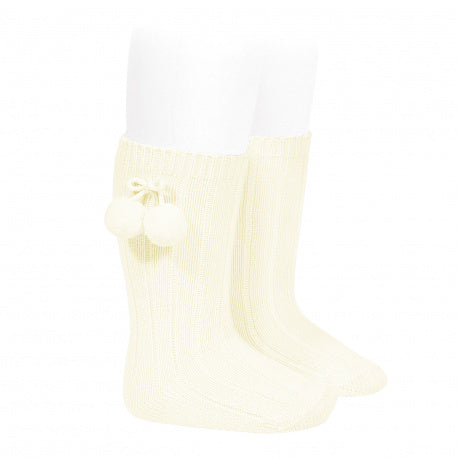 Calcetines altos canalé algodón cálido con borlas CÓNDOR