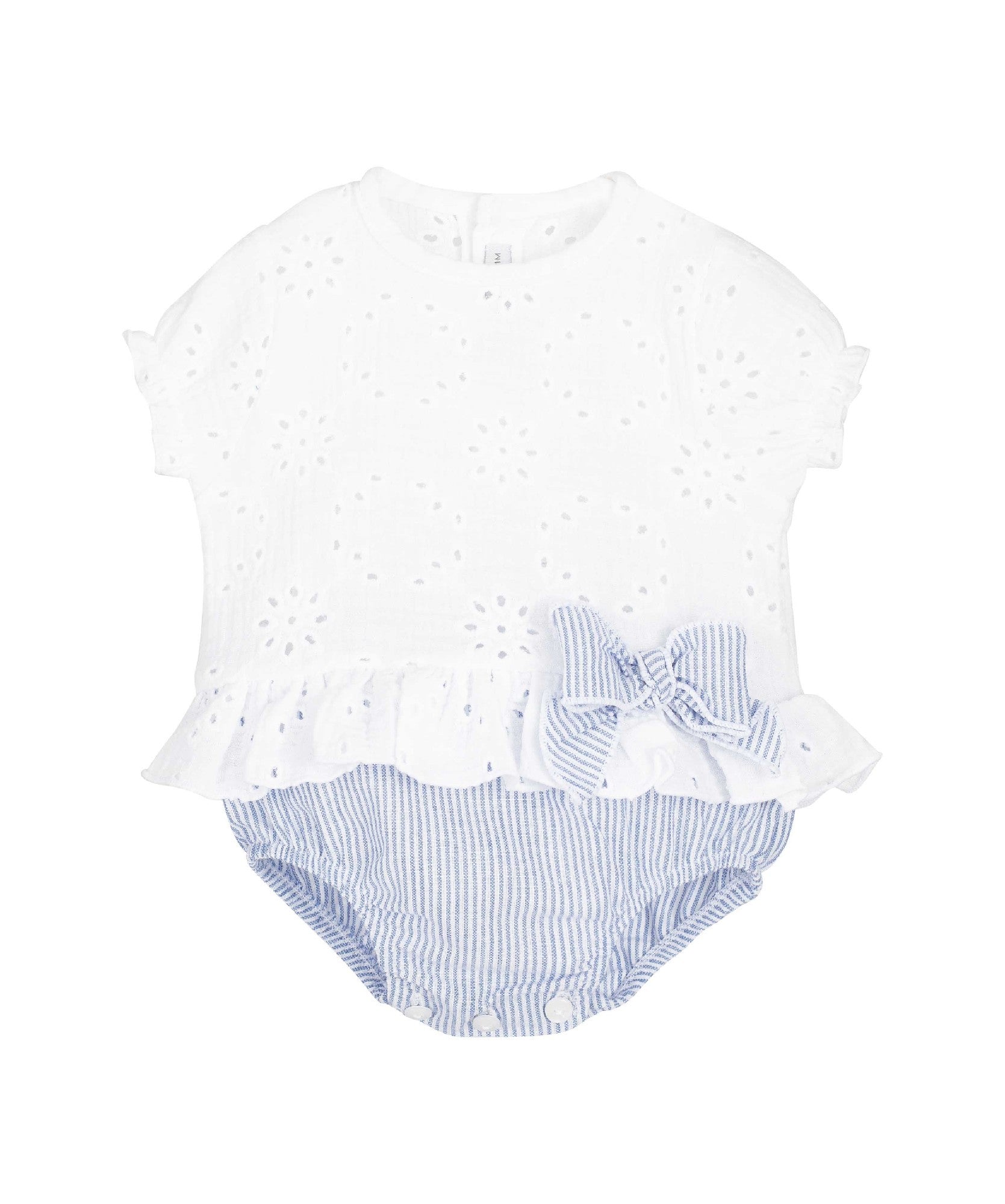 Pelele bordado ingles y rayas