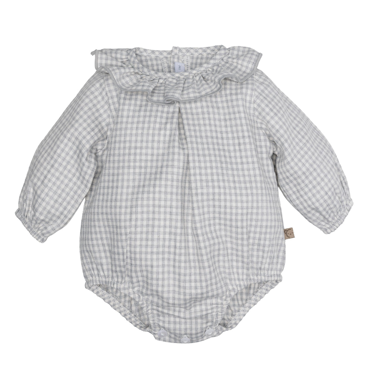 Pelele de Algodón con Cuadros Vichy y Cuello Volante Foz