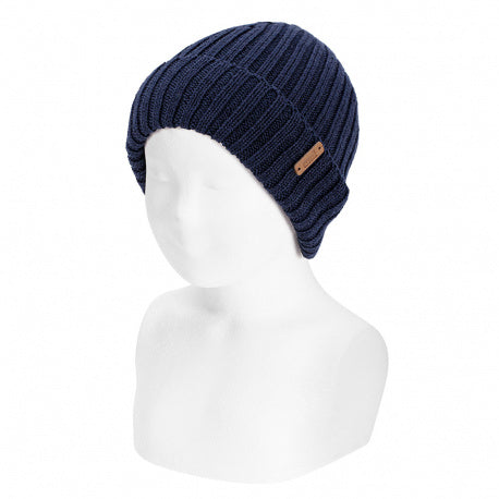 Gorro canalé con vuelta mezcla lana merino CÓNDOR