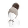 Gorro mezcla merino con orejeras y borla de pelo CÓNDOR
